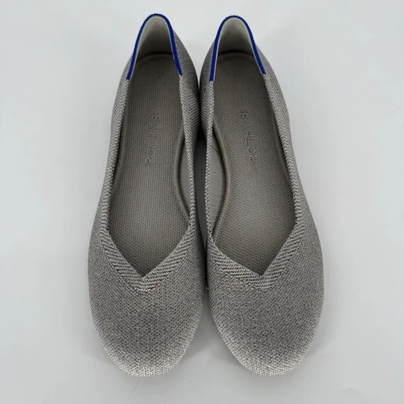 Rothy's The Flat Metallic Silver Women's 9.5 Round Toe Ballet Shoes - Picture 2 of 7